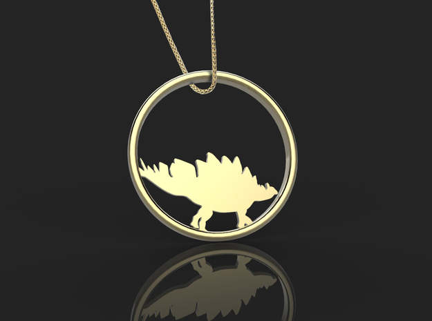 Stegosaurus necklace Pendant in 14k Gold Plated Brass