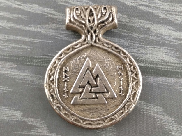 Odin Pendant in Polished Bronzed Silver Steel