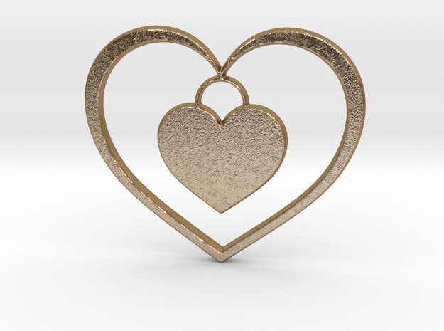 Pendant No.5 Heart in Polished Gold Steel