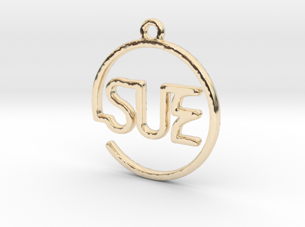 SUE First Name Pendant in 14k Gold Plated Brass