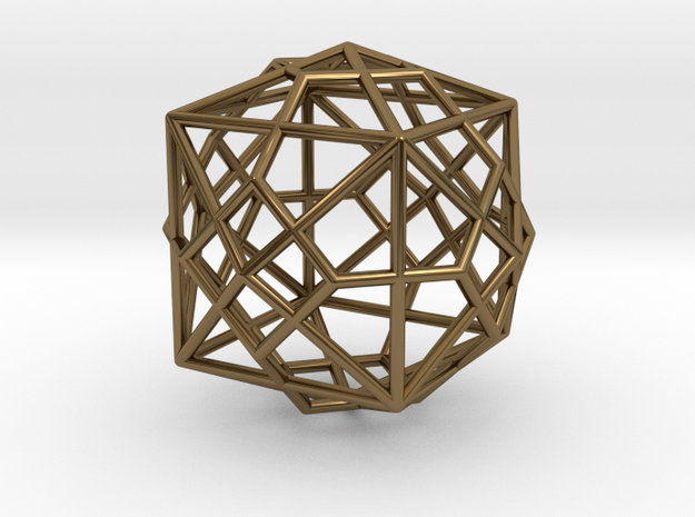 0493 Truncated Octahedron + Dual in Polished Bronze