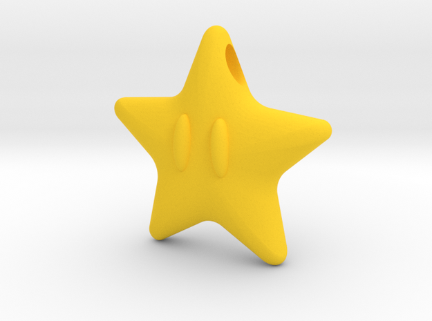 Power Star Mario Pendant in Yellow Processed Versatile Plastic