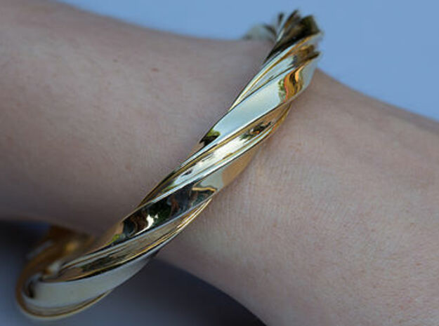 Bracelet With A Twist in Polished Gold Steel