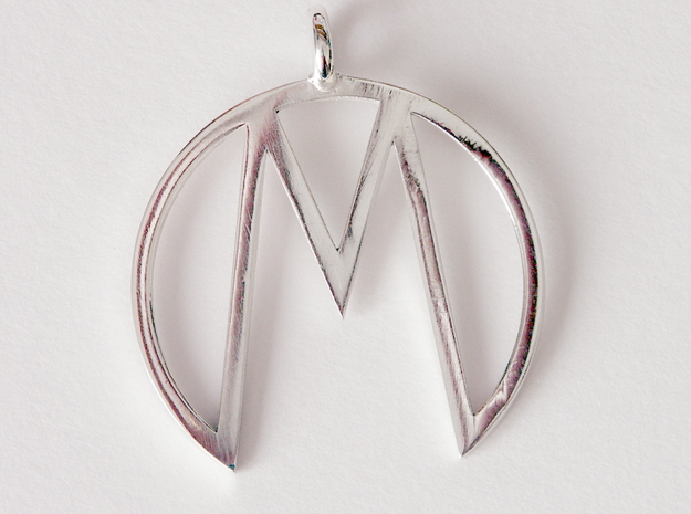 M Pendant in Polished Silver