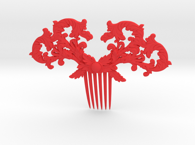 Hair Comb in Red Processed Versatile Plastic