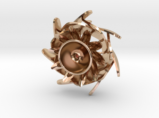 Flower Cup Brooch in 14k Rose Gold Plated Brass