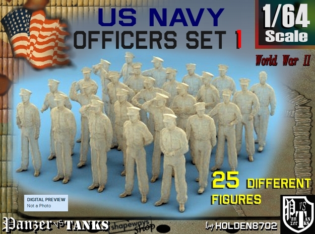 1-64 USN Officers Set1 in Tan Fine Detail Plastic