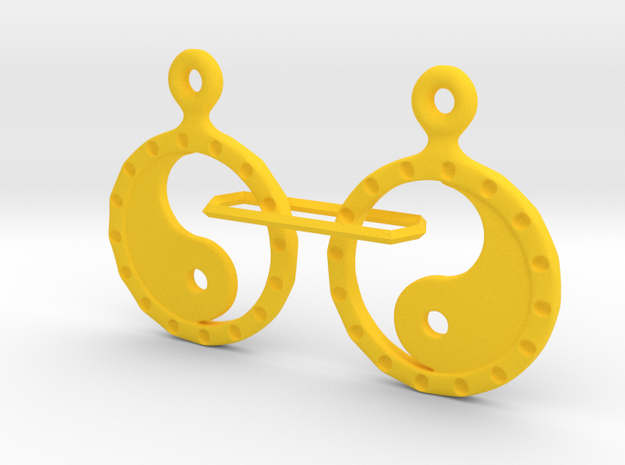 YinYang EarRings 2 - Pair - Plastic in Yellow Processed Versatile Plastic