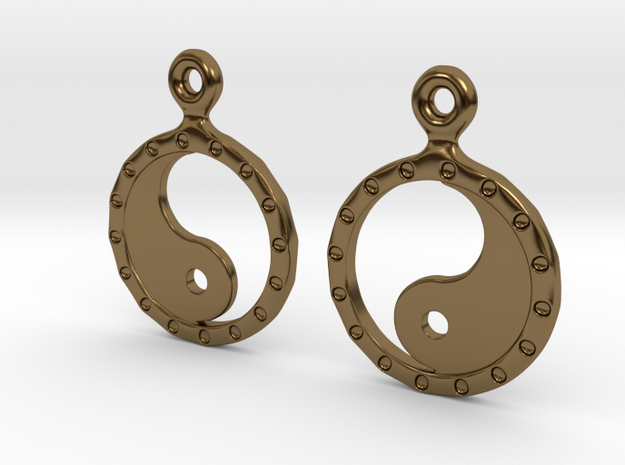 YinYang EarRings 2 - Pair - Metal in Polished Bronze