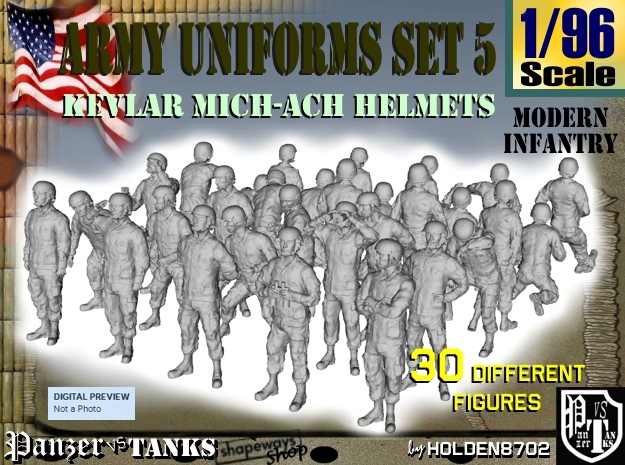 1-96 Army Modern Uniforms Set5 in Tan Fine Detail Plastic