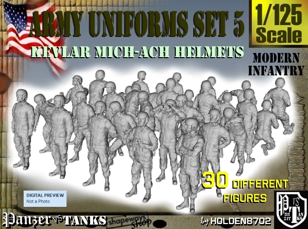 1-125 Army Modern Uniforms Set5 in Tan Fine Detail Plastic