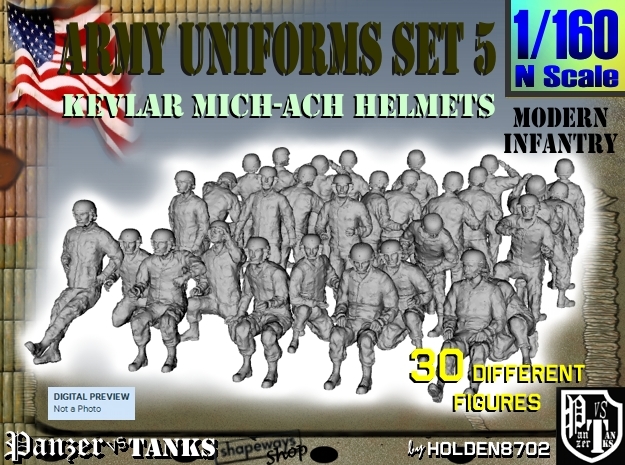 1-160 Army Modern Uniforms Set5 in Clear Ultra Fine Detail Plastic