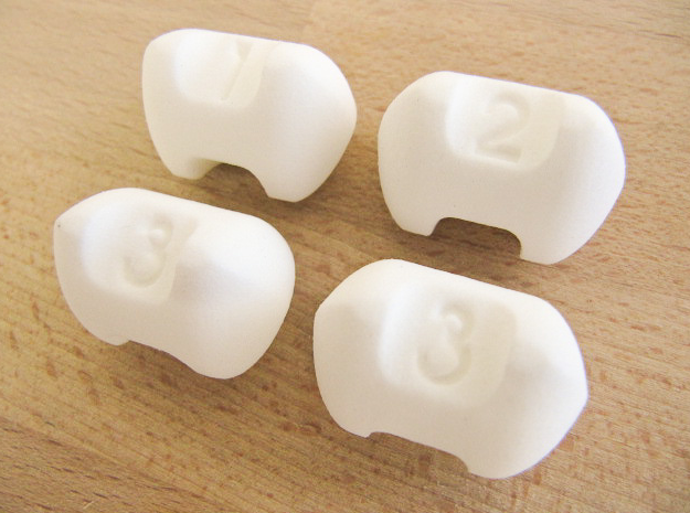 Three sided dice - Set of 4 in White Processed Versatile Plastic