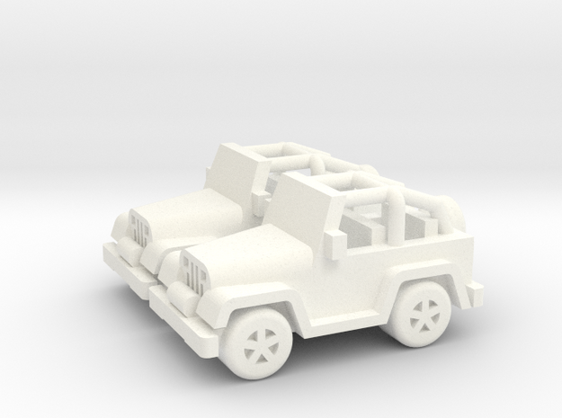 Jeep cars 40mm (2 pcs) in White Processed Versatile Plastic