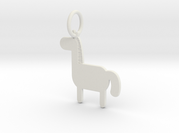 Horse Keychain in White Natural Versatile Plastic