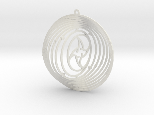 Pendant Wind Spinner Circle Sun and moon in White Natural Versatile Plastic