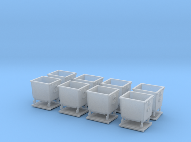 H0 Rubbish bins set ( 8 pcs ) 1:87 scale  in Tan Fine Detail Plastic