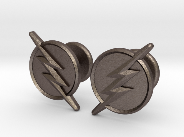 Flash Cufflinks in Polished Bronzed Silver Steel