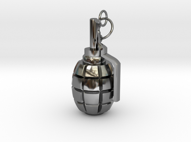 F1 granade pendant in Fine Detail Polished Silver