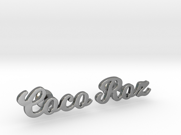 Custom Name Cufflinks - "Coco & Roz" in Polished Silver