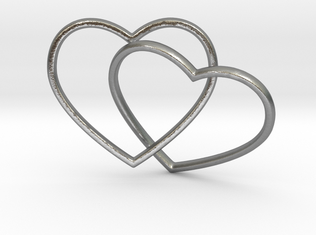 Two Hearts Interlocking Pendant in Natural Silver (Interlocking Parts)