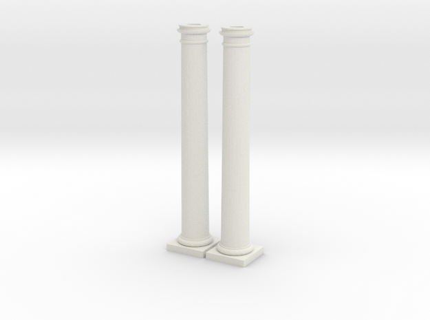 Doric Columns 6000mm high at 1:76 scale in White Natural Versatile Plastic