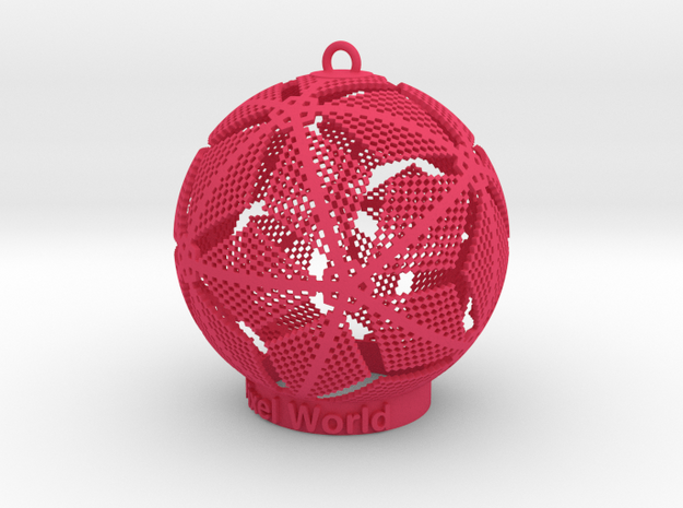 Pixel World Ornament for lighting days in Pink Processed Versatile Plastic
