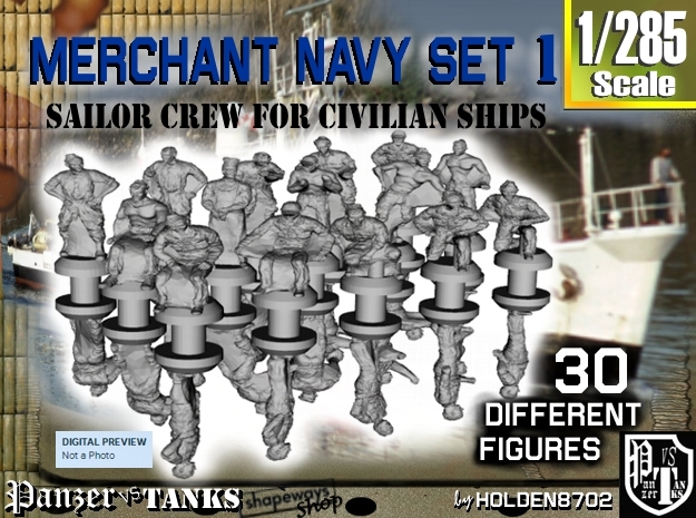1-285 Merchant Navy Crew Set 1 in Clear Ultra Fine Detail Plastic