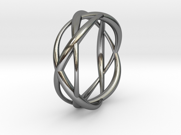 Lissajous Ring 17mm, 3-5-7 in Polished Silver