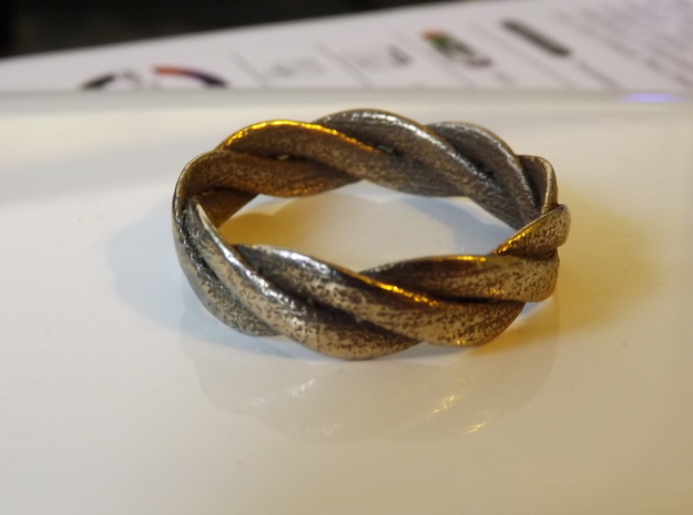 Braided ring 22mm  (Large) in Polished Bronze Steel