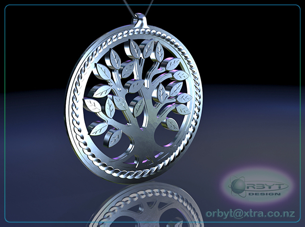 DNA/Tree Of Life Pendant ~ 45mm in Polished Silver