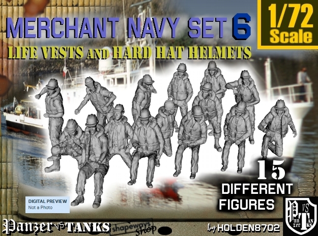 1-72 Merchant Navy Set 6 in Tan Fine Detail Plastic