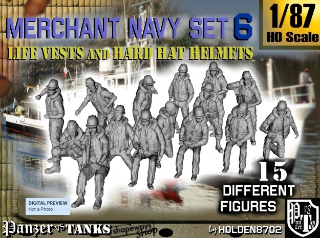 1-87 Merchant Navy Set 6 in Tan Fine Detail Plastic