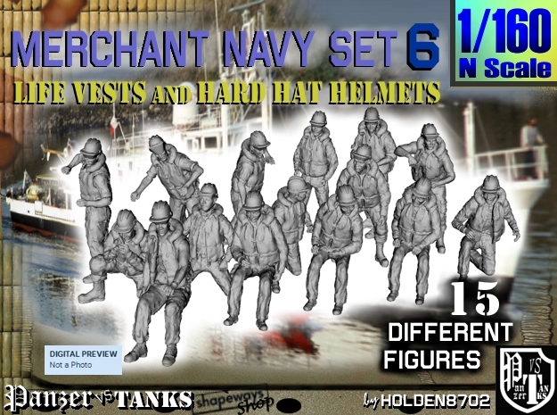 1-160 Merchant Navy Set 6 in Tan Fine Detail Plastic