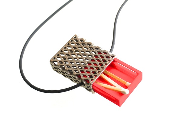 Matchbox Pendant - exterior metal only in Polished Bronzed Silver Steel