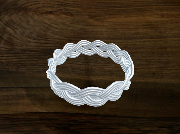 Turk's Head Knot Ring 3 Part X 13 Bight - Size 18 in White Natural Versatile Plastic