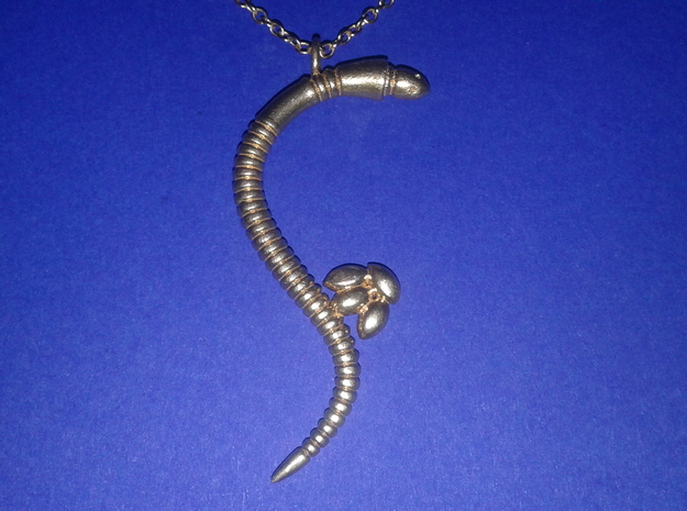 c. "Life of a worm" Part 3 - "Laying eggs" pendant in Natural Brass