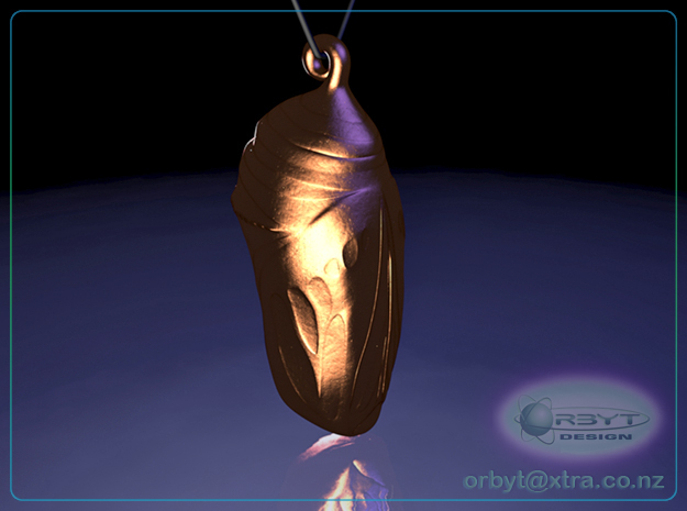 Monarch Butterfly Chrysalis - 3 inch (75mm) in Polished Bronze Steel