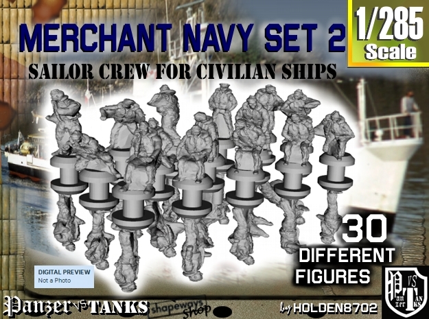 1-285 Merchant Navy Crew Set 2 in Clear Ultra Fine Detail Plastic