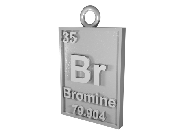 Bromine Periodic Table Pendant in Natural Silver
