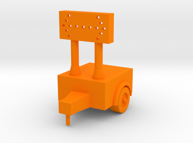 Construction Arrow - Trailer - HO 87:1 Scale in Orange Processed Versatile Plastic