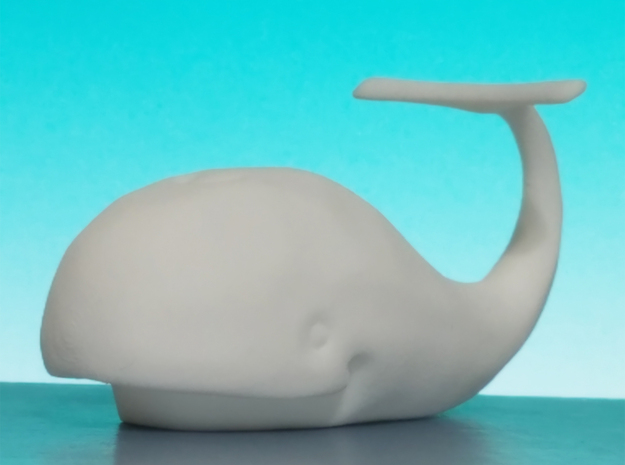 Happy Whale in White Natural Versatile Plastic