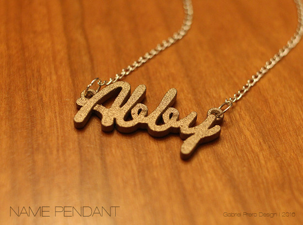 Name Pendant - "Abby" in Polished Bronzed Silver Steel
