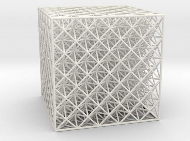 Octet Truss Cube (5x5x5) in White Natural Versatile Plastic