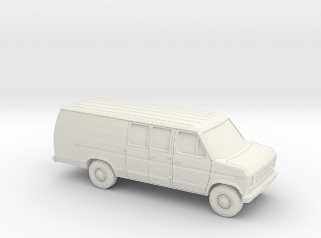 1/43 1975-91 Ford E-Series Delivery Van Extendet in White Natural Versatile Plastic