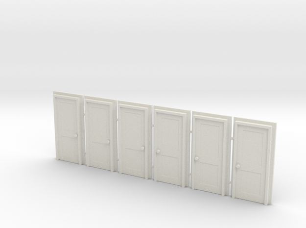 Door Type 4 - 810 X 2000 X 6 - OO Scale in White Natural Versatile Plastic