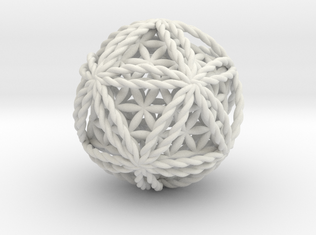 Twisted Icosasphere w/nested FOL Icosahedron 1.8" in White Natural Versatile Plastic