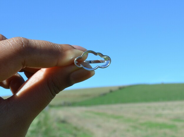 Cloud Ring, Every Cloud has a Silver Lining in Polished Silver: 8 / 56.75