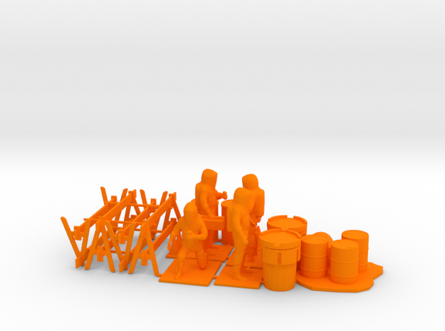 Hazmat Team 4, Multiple Scales in Orange Processed Versatile Plastic: 1:64