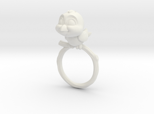 Bird Pet Ring - 18.19mm - US Size 8 in White Natural Versatile Plastic